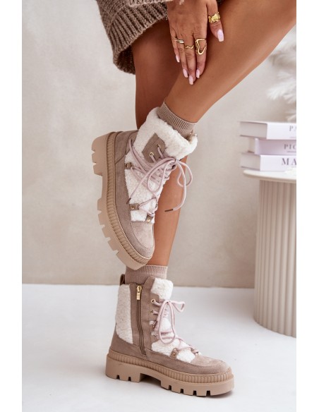Boots With Fur Shearling Beige Merilana