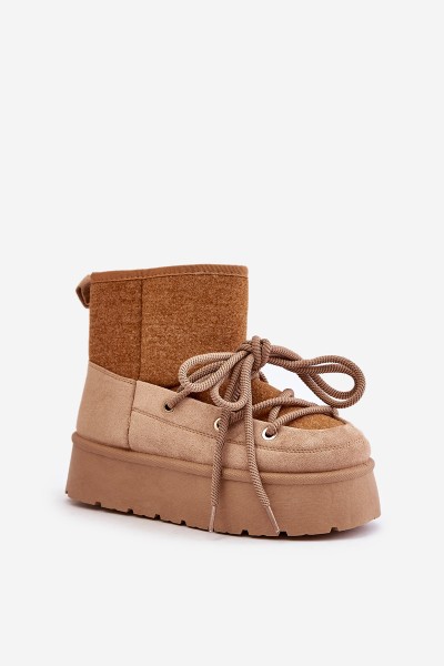 Snow Boots With Lacing On Platform Brown Mavora 2