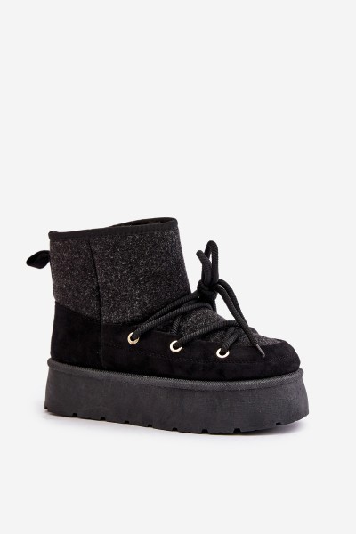 Snow Boots With Lacing On Platform Black Mavora 2