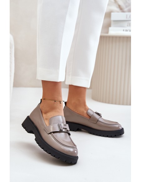 Women's Lacquered Moccasins Vinceza 62187 Grey