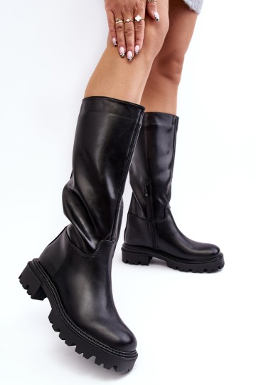 Mid-calf boots with flat heel black Eamantha 2