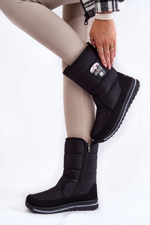 Women's Snow Boots With Zipper Progress PROGJ-21-09 Black