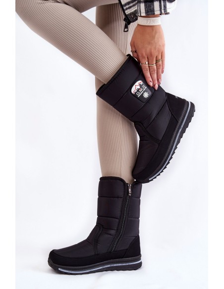 Women's Snow Boots With Zipper Progress PROGJ-21-09 Black