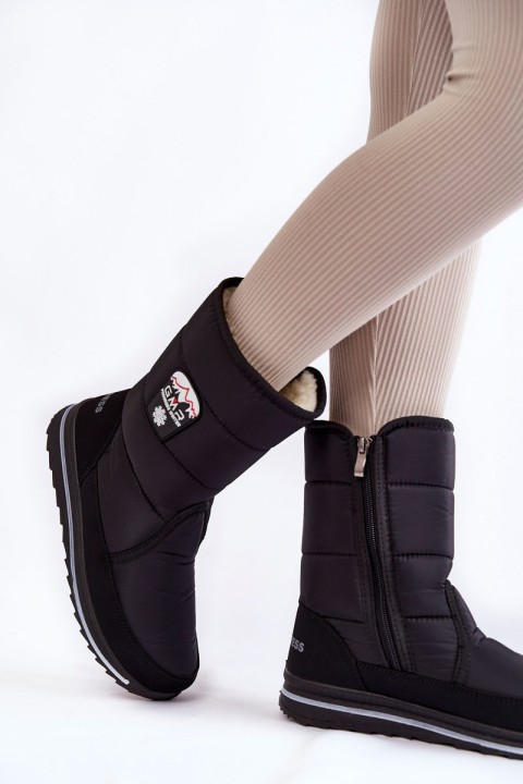 Women's Snow Boots With Zipper Progress PROGJ-21-09 Black