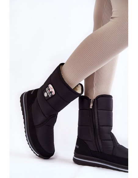 Women's Snow Boots With Zipper Progress PROGJ-21-09 Black