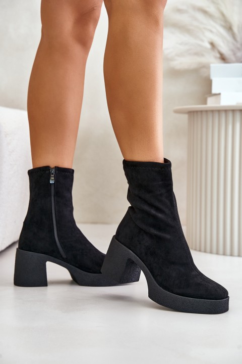Women's Platform Boots With Chunky Heel S.Barski HY42-739 Black