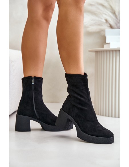 Women's Platform Boots With Chunky Heel S.Barski HY42-739 Black