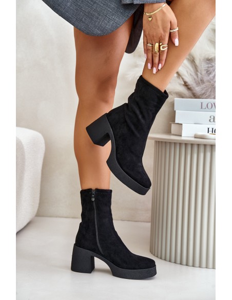 Women's Platform Boots With Chunky Heel S.Barski HY42-739 Black