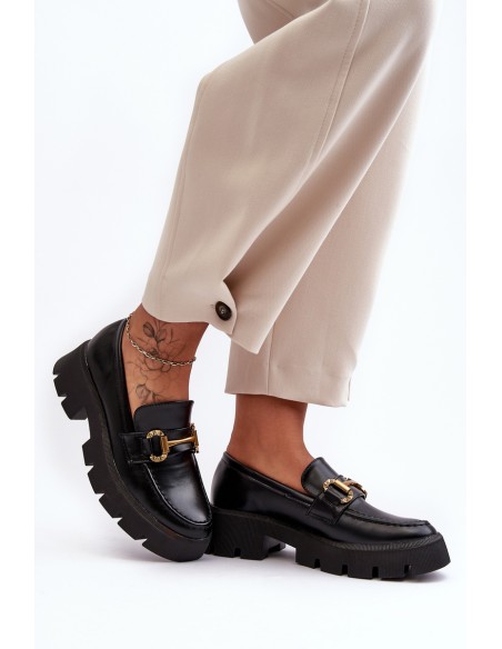 Women's Loafers with Embellishment Black Peuria