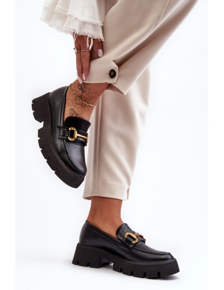 Women's Loafers with Embellishment Black Peuria