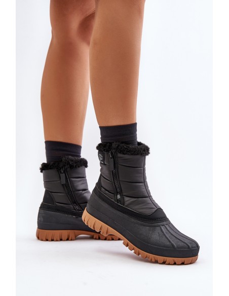 Women's Insulated Snow Boots with Fur on Zipper Lee Cooper LCJ-24-44-2866 Black