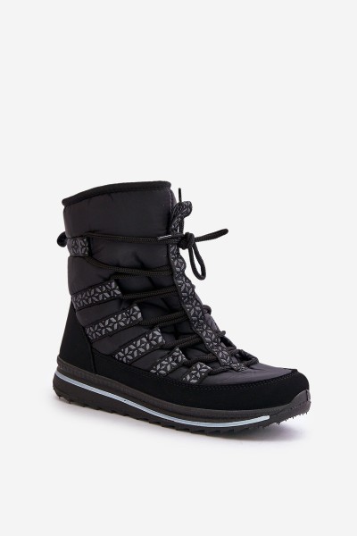 Women's Lace-up Snow Boots Progress PROGJ-22-134 Black 2