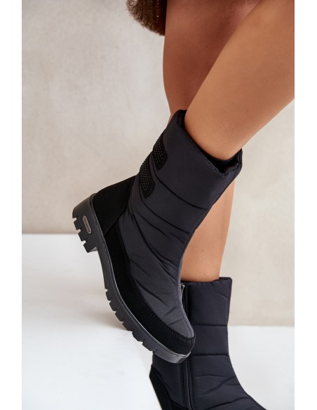 Women's Snow Boots With Zipper Progress PROGJ-21-16 Black