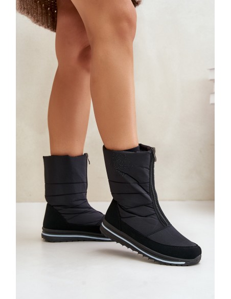 Women's Snow Boots With Zipper PROGJ-22-130 Black