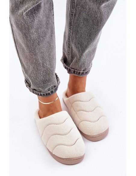 Furry Warm Slippers Women's Beige Vamirae
