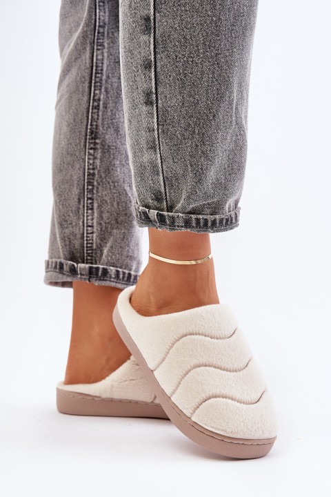 Furry Warm Slippers Women's Beige Vamirae