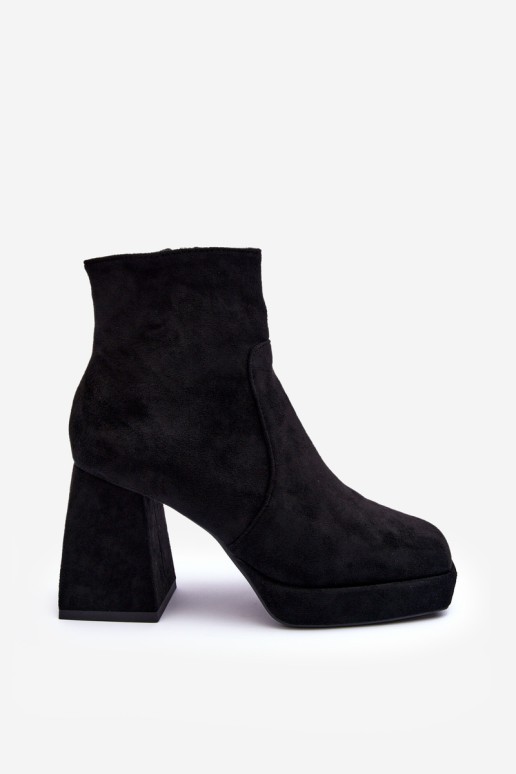 Leather Boots On Massive Heel Black Abnous