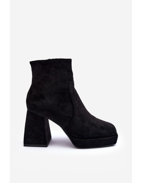 Leather Boots On Massive Heel Black Abnous