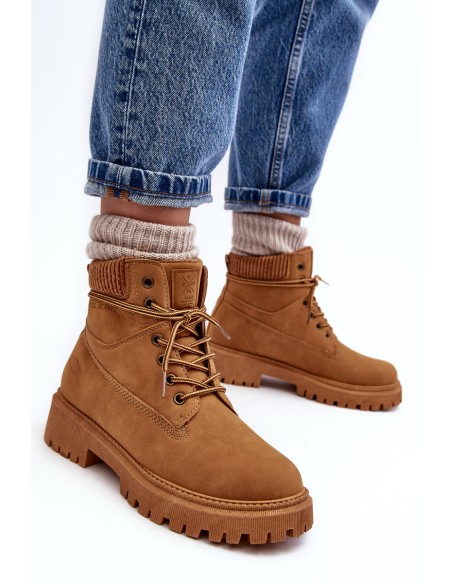 Women's Quilted Trapper Boots Camel Cross Jeans MM2R4011C