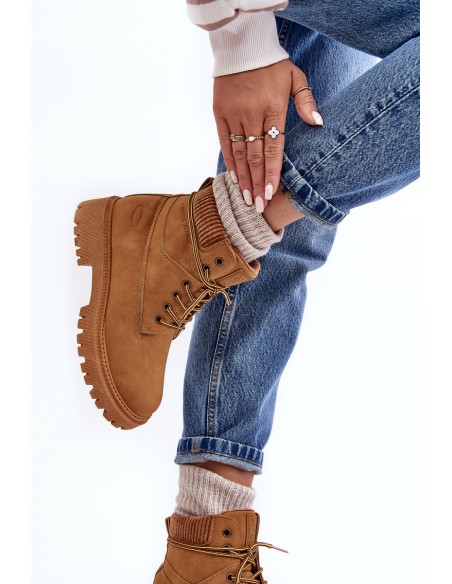 Women's Quilted Trapper Boots Camel Cross Jeans MM2R4011C