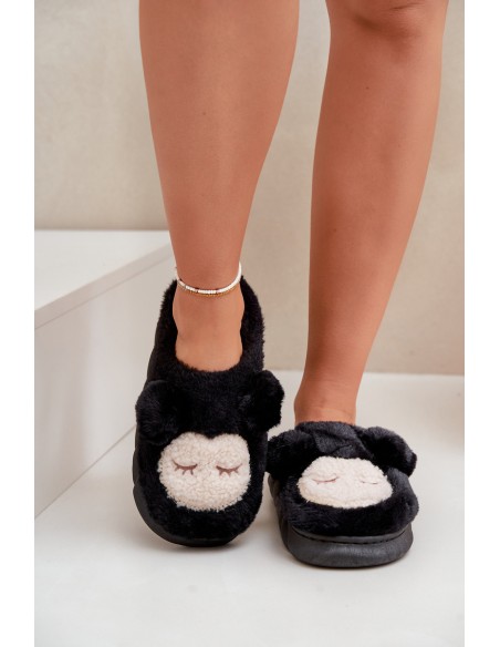Warm Fur Slippers Women Black Jozelinetta