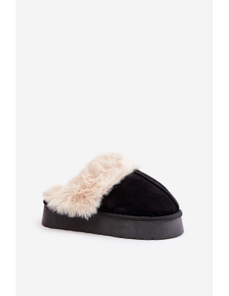 Women's Snow Slippers With Thick Sole And Fur Black Doriola