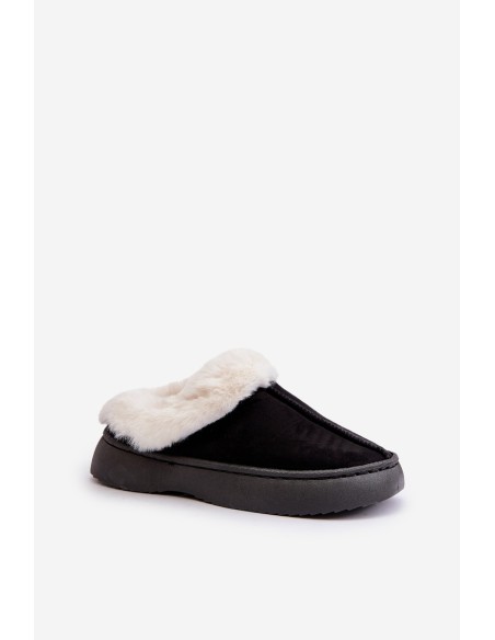 Women's Slippers With Fur Black Zinntia