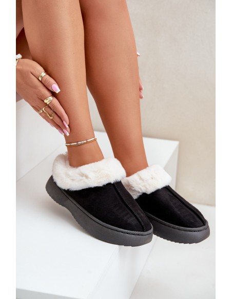 Women's Slippers With Fur Black Zinntia