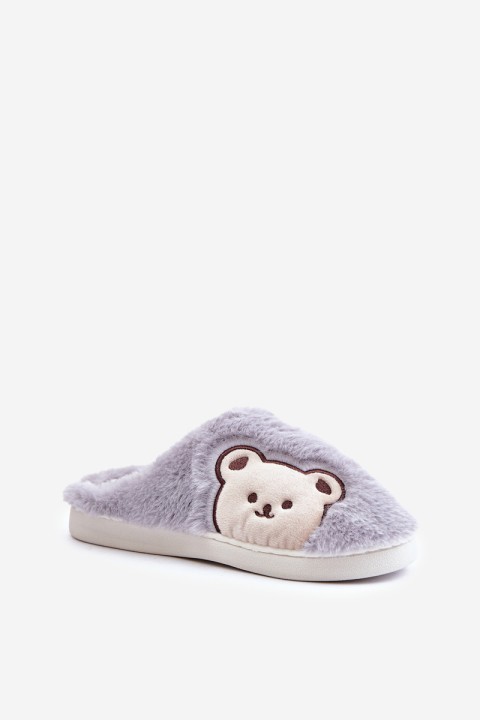 Women's furry slippers with a bear gray Fiorinella