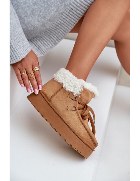 Womens Snow Boots On Platform With Fur Type Branek Camel Ciabellae