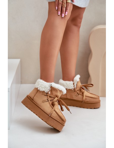 Womens Snow Boots On Platform With Fur Type Branek Camel Ciabellae