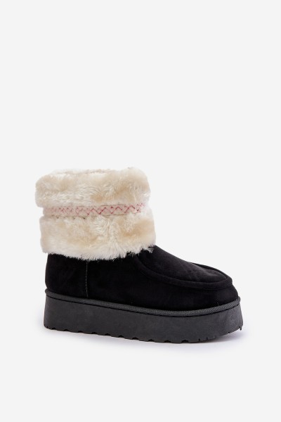 Women's Snow Boots On Platform With Fur And Pattern Black Deepanti 2