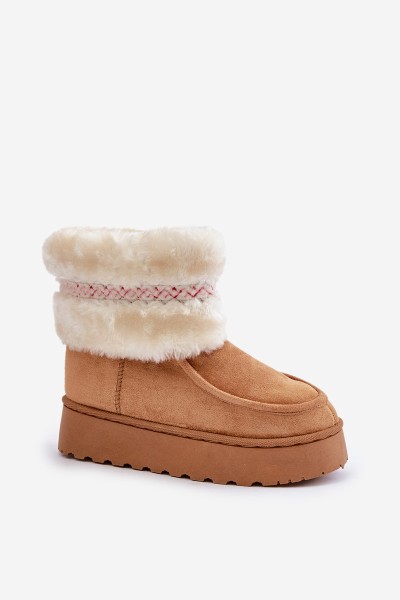Women's Snow Boots On A Platform With Fur And Pattern Camel Deepanti 2