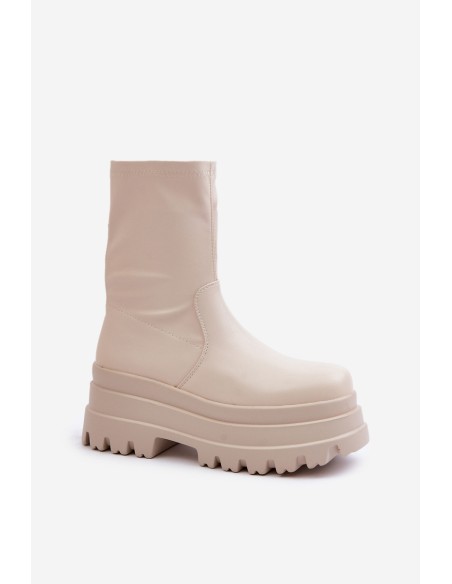 Boots On Massive Platform Light Beige Florinara