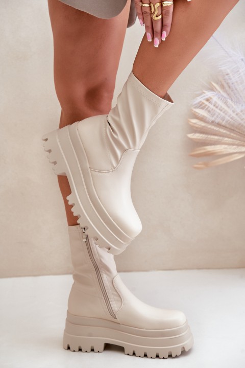 Batai ant Massive Platform Šviesiai smėlio spalvos Florinara