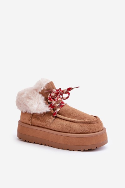 Low Women's Snow Boots On Platform With Fur Camel Neathren 2