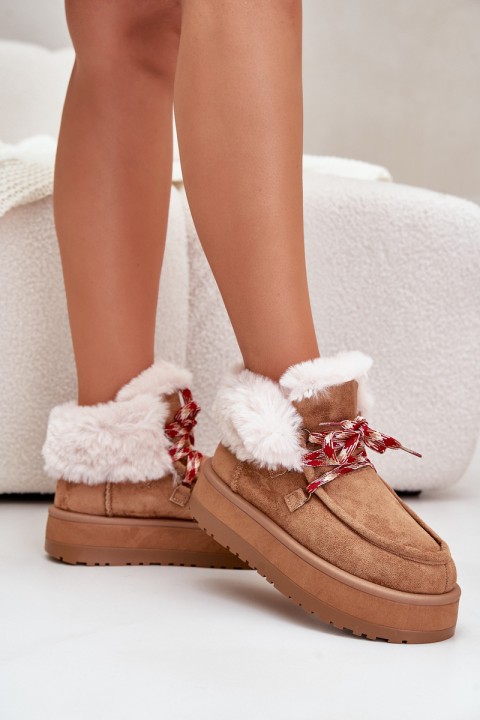 Low Women's Snow Boots On Platform With Fur Camel Neathren