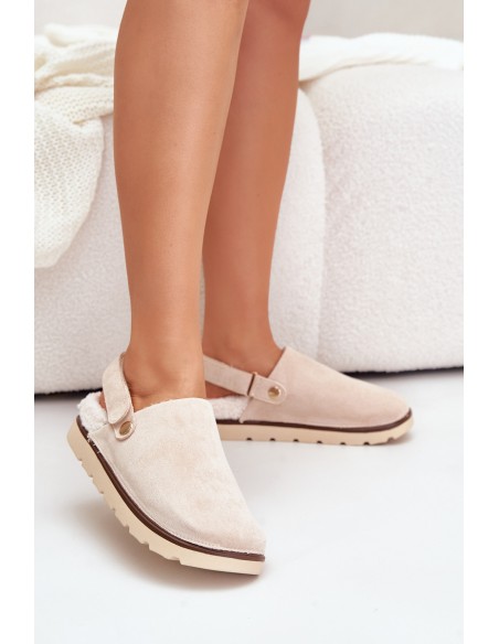 Women's Slippers On Thick Sole With Fur And Buckle Black Linneola