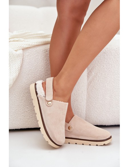 Women's Slippers On Thick Sole With Fur And Buckle Black Linneola