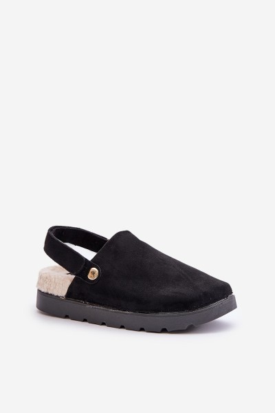 Women's Slippers On Thick Sole With Fur And Buckle Black Linneola 2