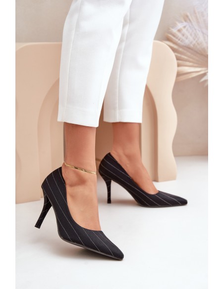 Fabric Women's Heels In Stripes Black Tifidra