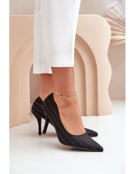 Fabric Women's Heels In Stripes Black Tifidra
