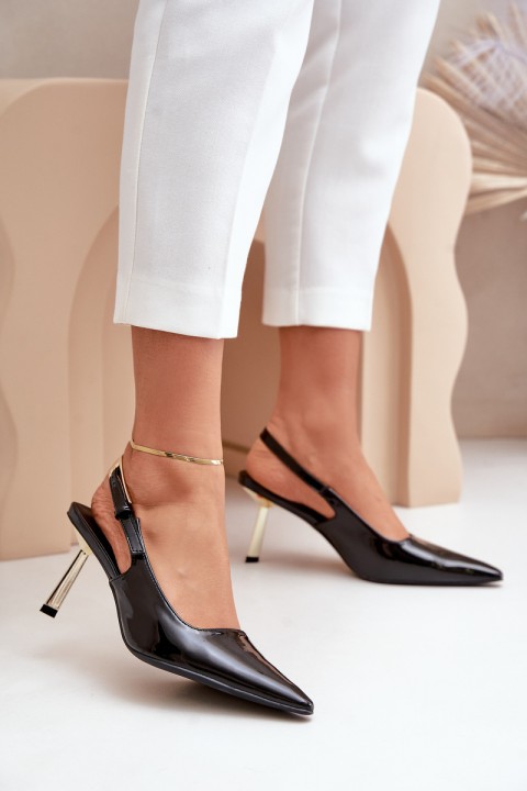 Lacquered Heels With Open Back Black Filona