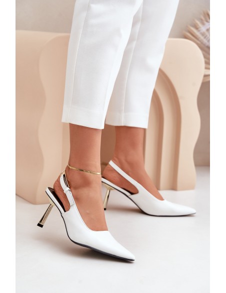 Lacquered High Heels With Open Heel White Filona