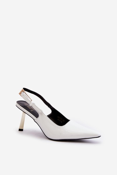 Lacquered High Heels With Open Heel White Filona 2