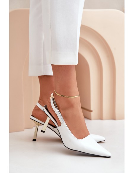 Lacquered High Heels With Open Heel White Filona