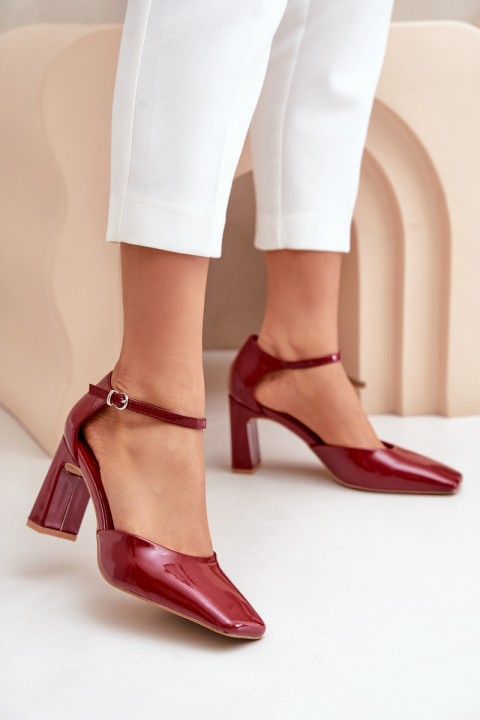 Heels On A Stiletto Of Lacquered Eco Leather Bordeaux Emindria