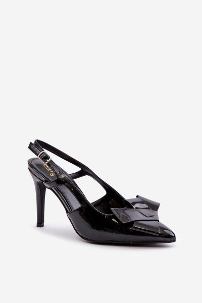 Lacquered High Heels With Open Heel Black Auroravia 2