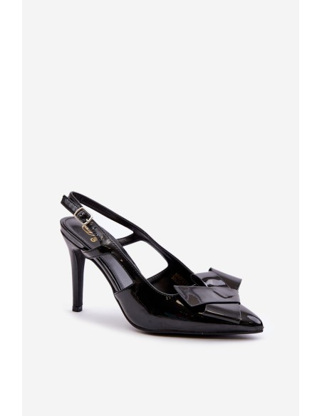 Lacquered High Heels With Open Heel Black Auroravia