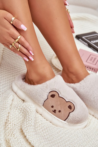 Moteriškos smėlio spalvos lokio šlepetės Firedi